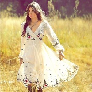 Free People New Romantics Splendor in the Grass Embroidered Boho Rodeo Dress S